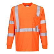 Hi-Vis Long Sleeve Ribbed Cuff T-Shirt in Hi-Vis Orange